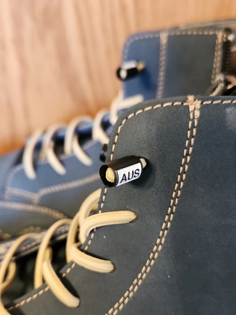 Men's Blue Barefoot Boots with Contrast Cream Laces